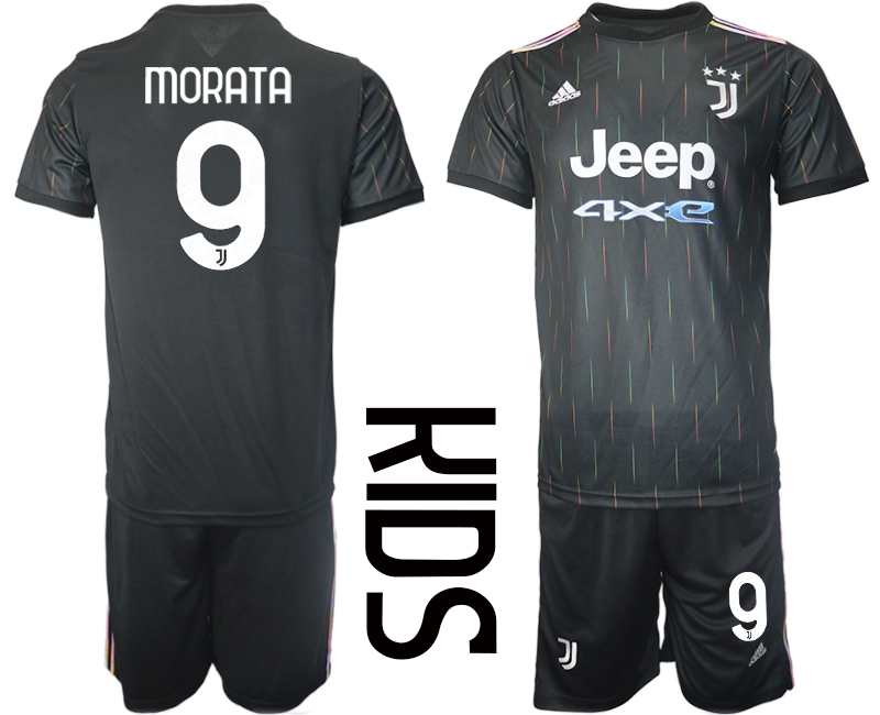 Youth 2021-2022 Club Juventus away black #9 Soccer Jersey